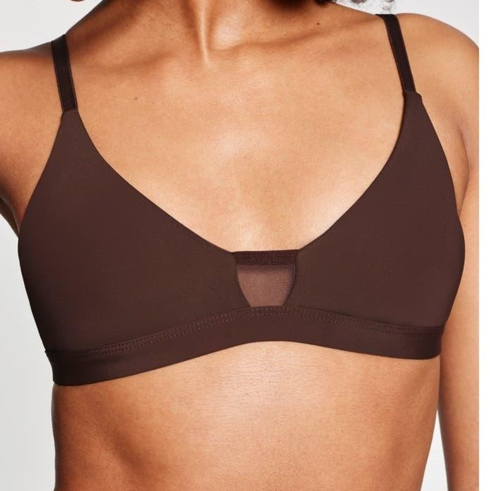 Pepper Limitless Wirefree Bra Medium Brown Scoop Neck Mesh Comfort Basic No Pads